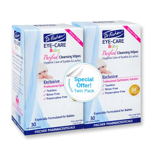 Dr. Fischer Premium Baby Eyelid Wipes, 60 Count, Hypoallergenic, Rinse Free, Pediatrician Recommended
