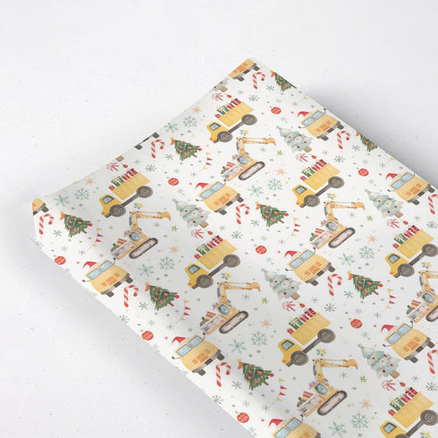 KuphiL10C Watercolor Christmas Theme Transportation Car Construction Truck Winter Holiday Pattern Baby Changing