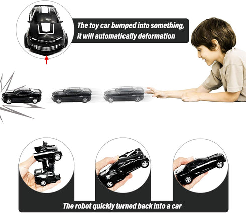 Transforming Toys Car - 2 in 1 Deformation Friction Powered Car Truck (Black)