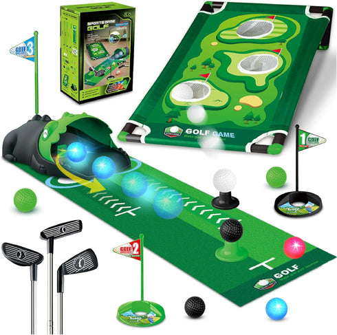 TERRAMUS 3 in 1 Kids Golf Set with Dinosaur Automatic Golf Returner,