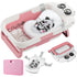 LAUJIA Pink Foldable Baby Bathtub with Cushion & Kneeling Pad, Large Infant Bath