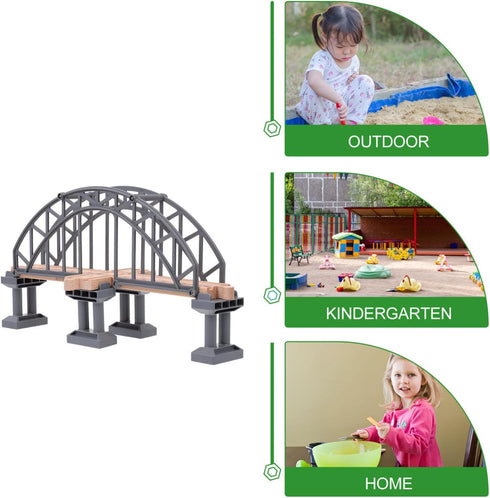 Toyvian Wooden Train Tracks Suspension Bridge Toy - Children Railway Toy Accessory for Kids