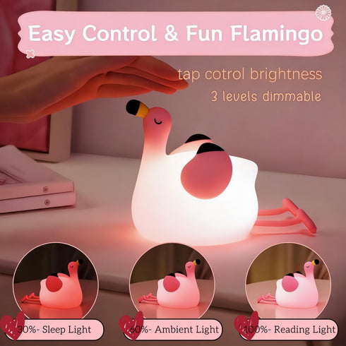 Dimmable YR YRHH-PET Flamingo Cute Night Light, Squishy Lamp Flamingo Decor, Valentines Day Gifts for her, Girls Pink
