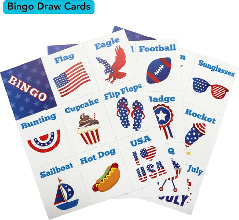 32 Set, 4th Iconikal Player Bingo Game Patriotic, American Flag, America Map, Independence Day, of July Games