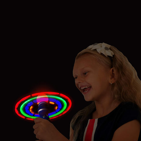 Windy City Novelties Hand-Held LED Light Up Galaxy Spinner - Colorful Flashing Lights for Events