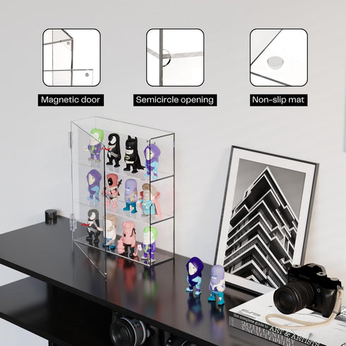 YUNEASELF 3 Acrylic Display Case - Layer Clear Display Case for Funko Pop Action Figures - Wall Mounted or Desktop