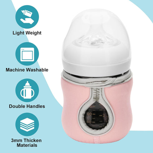 Beautyflier 4oz 4 oz Glass Baby Bottle Sleeve Covers, Reusable Insulator for Heat/Cold Retention, Moisture Neoprene