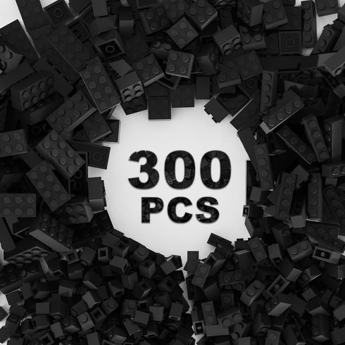 300 Pcs Classic Building Bricks, Black Bulk Bricks Compatible with Lego, Creative Toys for Boys and Girls Ages 6-10