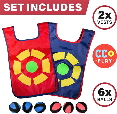 Ultimate Dodgeball Game for Kids, 2-Player Toy Set with 2 Vests, 6 Dodge Balls, Birthday Gift