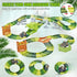 174 Playset 8 PCS Flexible Dinosaur Train Tracks and Race Cars with Dinosaurs Figures, Electric Vehicles, Lights
