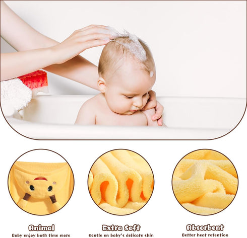 2 Pack 50 32 inch 0-6 Hooded Toddler Bath Towels, Thick Towel for Kids with Animal Hood, Extra Large x for Baby Years