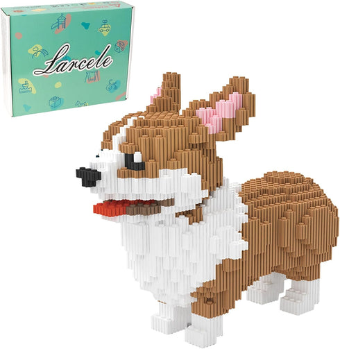 Larcele Micro Dog Building Blocks Set, 3274 Pieces Pet Mini Toy Bricks Kit (Big Corgi)