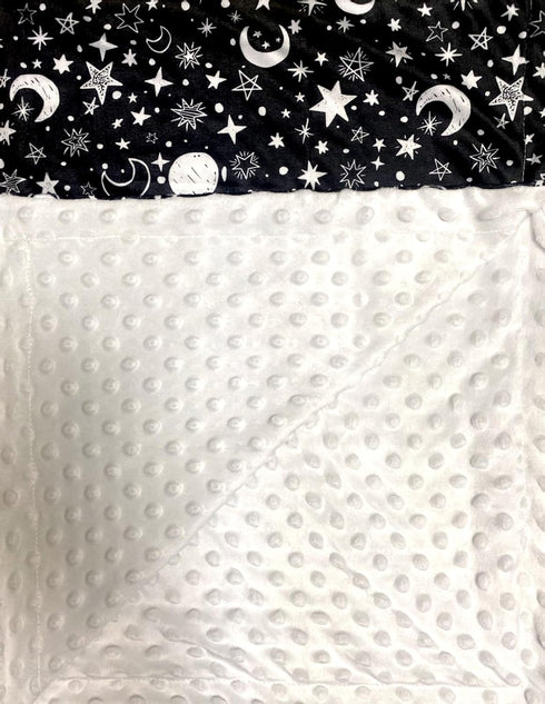Baby Blanket for Boys Girls, Black Moon Star Minky Double Layer Receiving Blanket with Dotted Backing, 30x40 Inch