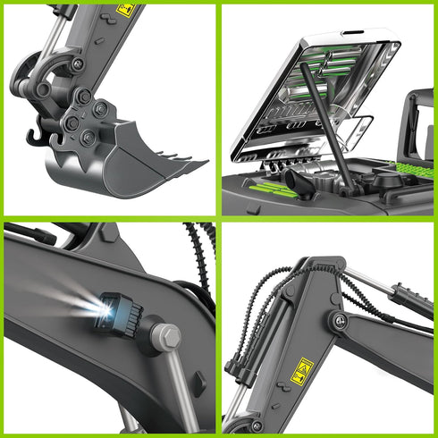 6-12 6 7 8 9 10 11 PREPOP Remote Control Excavator Toy for yr Boys, Best Birthday Gifts for Kids Year Old, Green