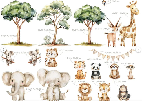 Generic (Set2) Safari Jungle Wall Stickers Safari Animals Wall Decals for Nursery Kids Room Wall Art Removable Vinyl