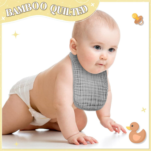 Frienda 8 Pcs Muslin Bibs, Baby Cotton Bandana Drool Bibs Bulk for Boys Girls Newborn, 6 Absorbent Layers