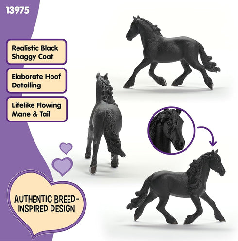 6" 5+ Schleich HORSE CLUB - Frisian Stallion - Hand-Painted Collectable, Realistic Toy Horse Figurine for Girls