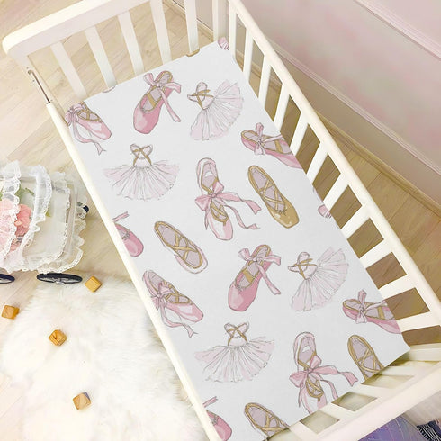52x28in Baby Crib Sheet Ballet Shoes Ballerina Crib Mattress for Boys and Girls Playard Sheet Soft Breathable Fitted