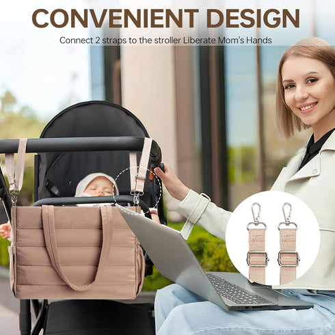 GEMIU Travel Diaper Tote Bag with Silicone Pacifier Case - Large Capacity for Moms