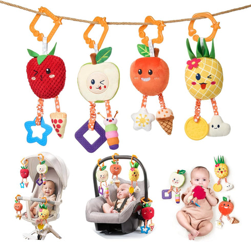 OR OR TU Baby Toys for 3 6 9 12 Months, Hanging Fruit Rattles, Infant Newborn Stroller Mobile Toys, Plush Wind Chime