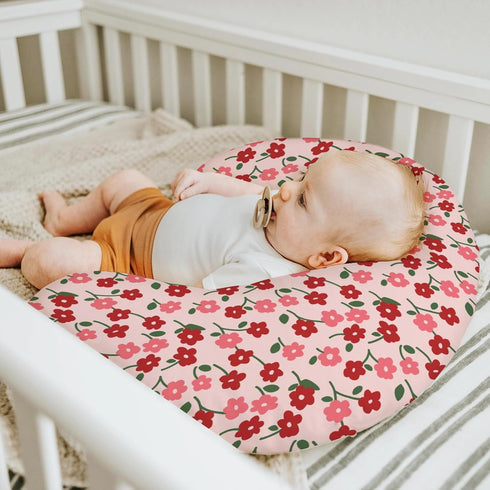 Red and Pink Flowers Baby Nursing Pillow Covers for Boy Girl Preppy Floral Lovers Nursery Pillowcase for Breastfeeding