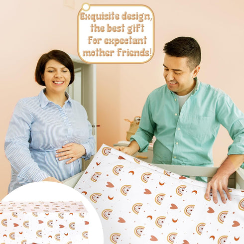 3 Set Sets Ganeen Pieces Boho Rainbow Crib Bedding for Girls or Boys, Standard Size Boho Neutral Baby Bedding with Baby