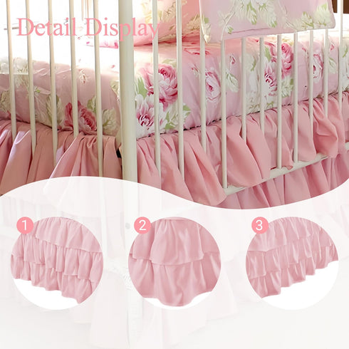 RVKXHD 52" 28" 17" 3-Tiered Baby Crib Bed Skirt: Crib Bed Skirt, x Soft and Breathable Baby Crib Sheets with Drop Dust