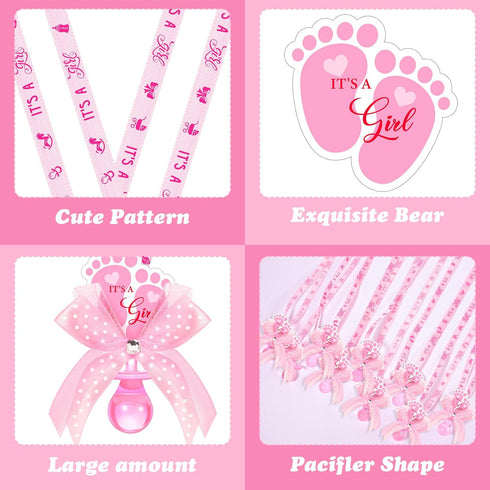 48 XunYee Pcs Baby Shower Pacifier Necklace Cute Feet Acrylic Pacifiers Necklace for Chupones para Baby Shower Games
