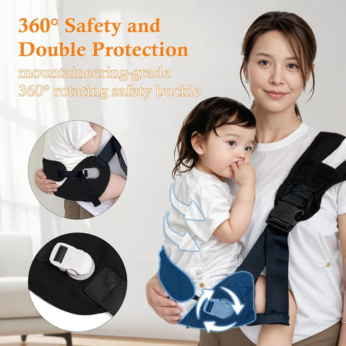25-60lbs, Baby Carrier Newborn to Toddler - Adjustable Sling Carrier for Comfortable Hands-Free Carrying (Black)