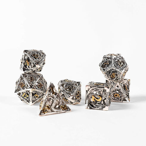 AncientDeer 7pcs Metal Dice Set D&D - Unique Dragon Pattern for Dungeons and Dragons, RPG, MTG, Board Games