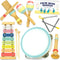 Toddler Musical Instruments Set | Montessori Wooden Music Toys for 1-3 Years | Modern Boho Xylophone with 15 Songbook