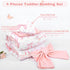 Set 4 Set, Toddler Bedding for Girls Pieces Pink Rose, Soft Breathable Toddler Comforter Bow Flower Print, Includes