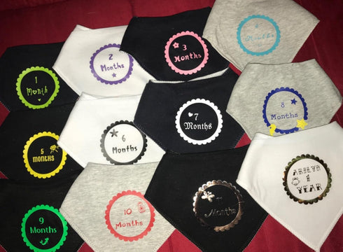 Maiwa Black White Cotton Bandana Snap Drool Bibs for Baby Girls and Boys, 12 Pack for Teething