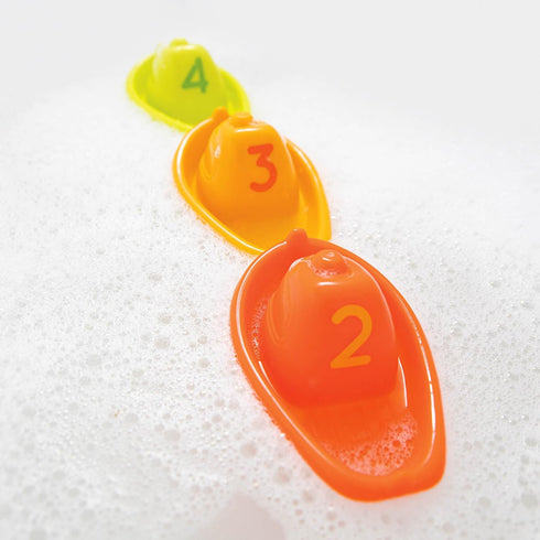 Battat 10 Bath Boats Numbered & Stackable Bathtime Toys, Floating Toy Boats for Bath, Pool, Beach, 6 Months +
