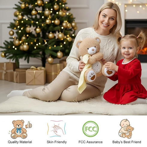 BEREST Baby Sleep Soother Bear, Mom's Heartbeat & Lullabies White Noise Machine, Nursery Decor Night Light Projector
