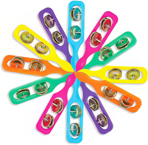 ArtCreativity Cymbals Tambourine for Kids, Pack of 12 Colorful Handheld Music Toys, Fun Party Favors