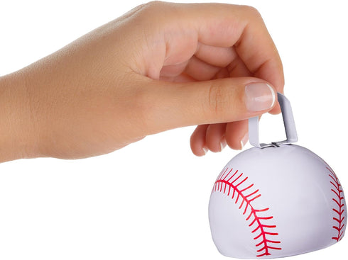 12-Pack 3-Inch Metal Baseball Cowbell Noise Makers White & Red Sports Cowbells for Games, Rallies & Team Spirit