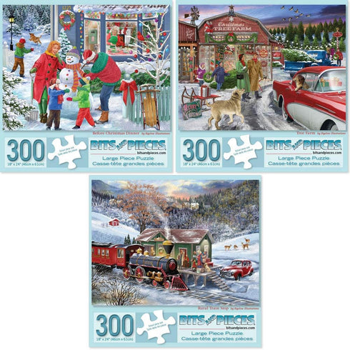 Bits and Pieces Value Set of Three 300 Piece Jigsaw Puzzles for
