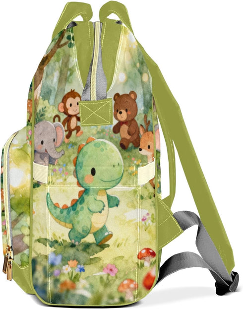 LiSoAkWE Backpack Daypack Backpack Personalized Large Capacity Forest Dinosaur Animals Diaper Bags,Custom Name Casual