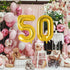 Number 50 and Gold Confetti Balloons, 40 Inch Gold Number 50 Balloon with 5PCS 12 Inch Gold Confetti Balloons