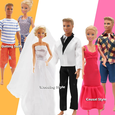 EuTengHao 30Pcs Doll Clothes and Accessories, 12 Inch Boy and Girl Dolls, Includes 12 Set Wear Clothes