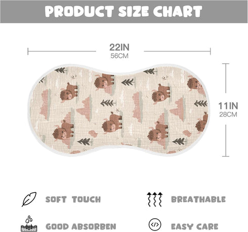 decor gift 4 Pack 22x11in Cotton Muslin Burp Cloth Easy Care Cute Cartoon Lakeshore Bison Brown Feeding Cloth