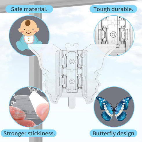 6 Pcs Child Proof Sliding Door Lock - Safety Lock for Patio Door, Sliding Glass Window, No Drilling Required