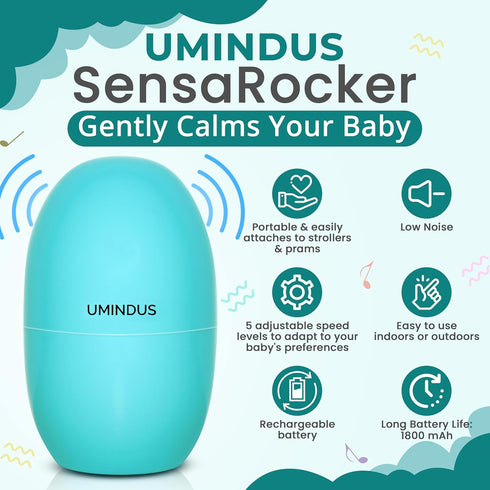 UMINDUS 2-in-1 5 9 2 SensaRocker Baby Stroller Rocker & Portable Sound Machine, Hands-Free Soothing with Speeds