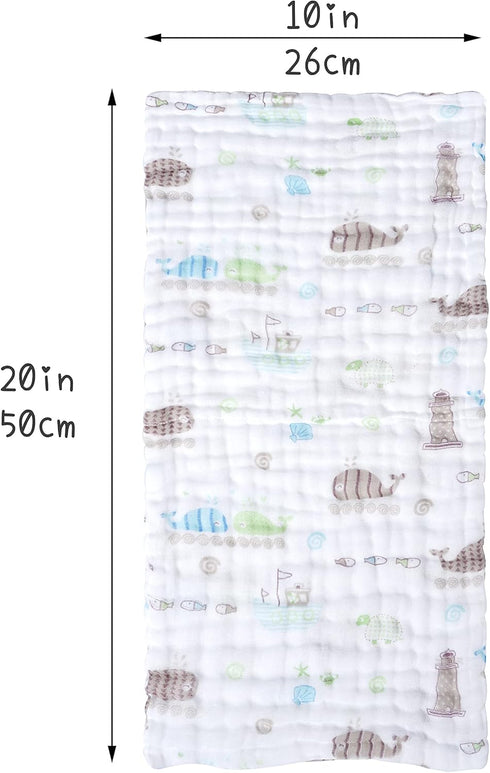 100% 10 20 inches 6-Layer 4 Pack Viviland Baby Muslin Burp Cloths, Cotton Super Absorbent Washcloths for Baby Girl
