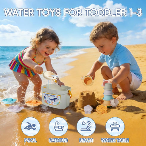 21PCS 1-3 6-12 1-3 Baby Bath Toys, Mold Free Bath Toys for Kids Ages with Montessori Shape Sorter and Educational