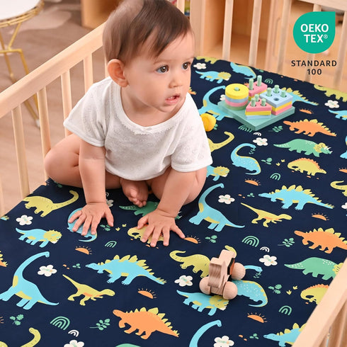 2 Pack 28x52x9in PHF Soft Crib Sheet Fitted, Baby Sheets for Boys Girls, Fits Standard Crib and Toddler Mattresses