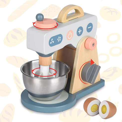 medoga Set Sets Set) Play Kitchen Accessories Wooden Mixer Pretend Play Food for Kids Role Play Toys for Girls and Boys