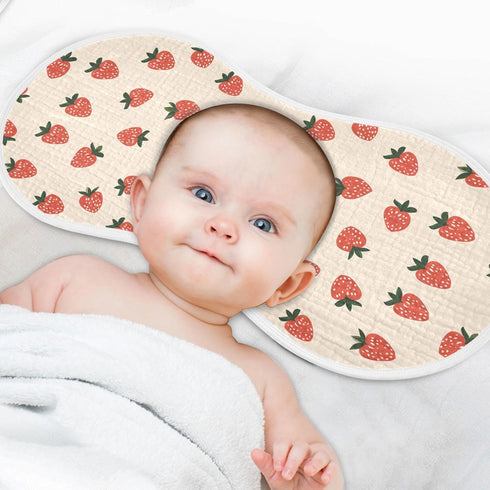 Set 2, 22x11in Strawberry Cotton Muslin Baby Burp Cloths Soft Touch washcloths for Gender Neutral