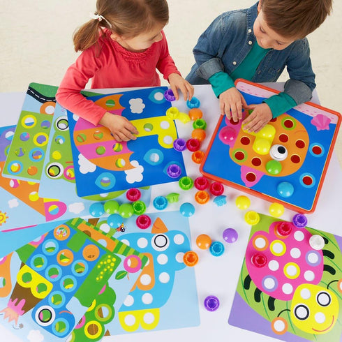 AMOSTING Color Matching Mosaic Pegboard – Early Learning Educational Toys for Boys and Girls